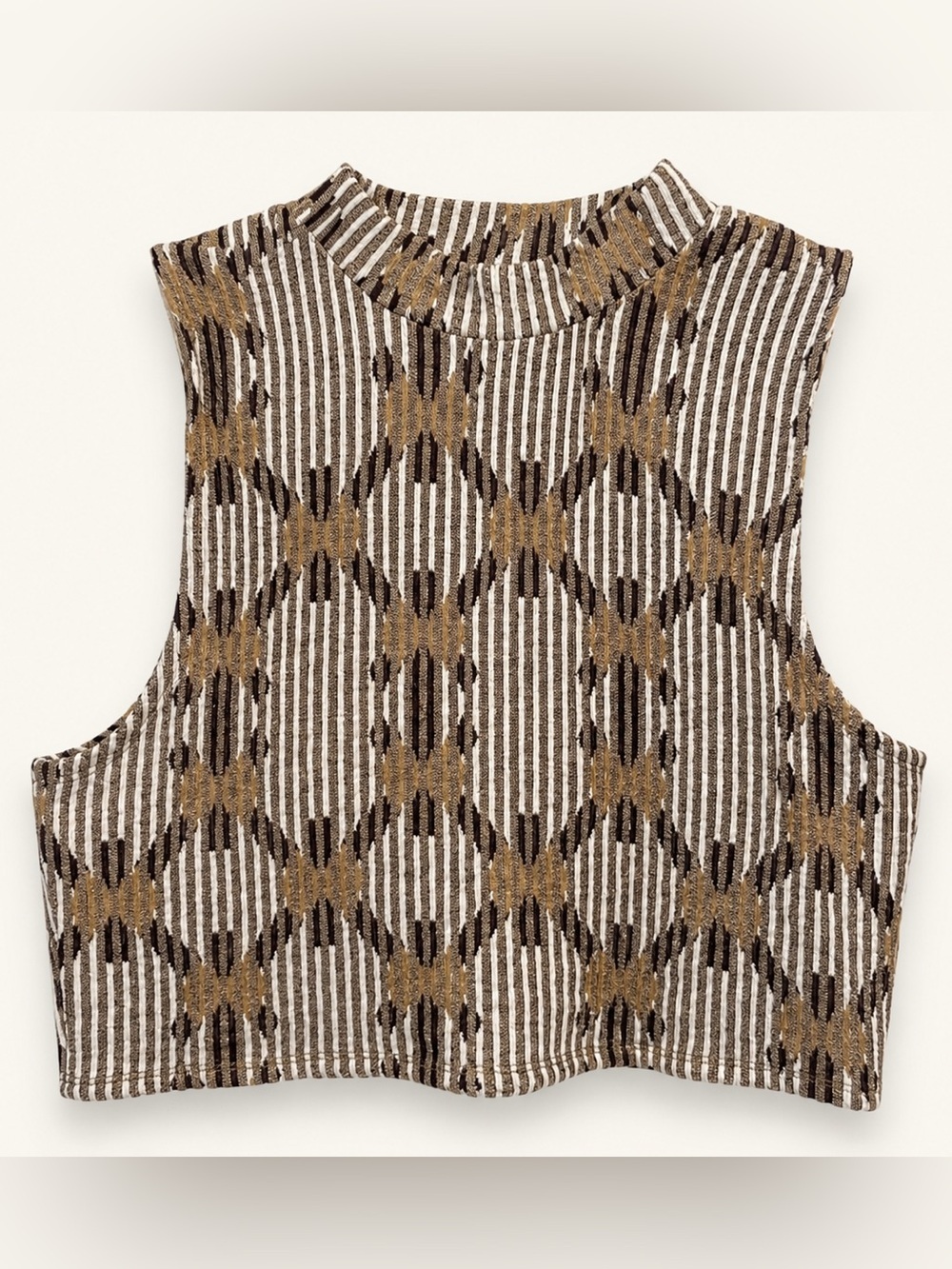 Anthropologie Jacquard Knit Mock Neck Crop Top Large
